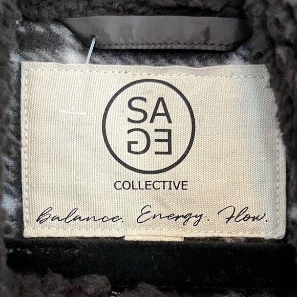 Sage Collective Womens Sz Large Sherpa Fleece Vest With Plaid Lining Zip NEW - Picture 4 of 7